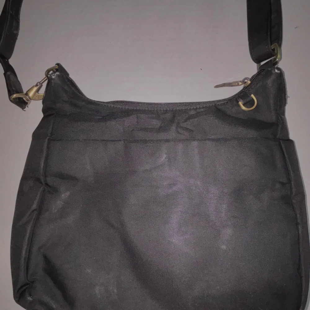 Black Crossbody Bag with Adjustable Strap and nylon Finish